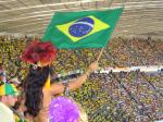 Brazil flag waved at football match