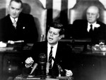 John F Kennedy, giving some speech or other