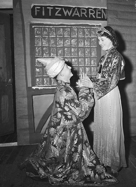 Two people acting in a pantomime