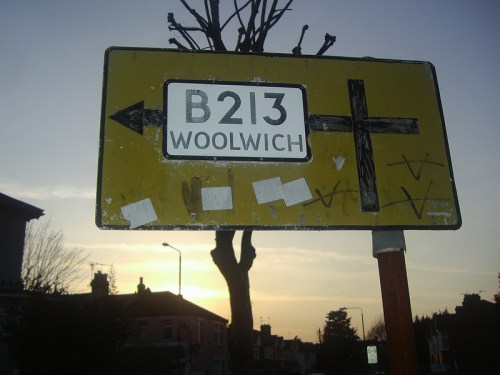 Sign pointing to Woolwich