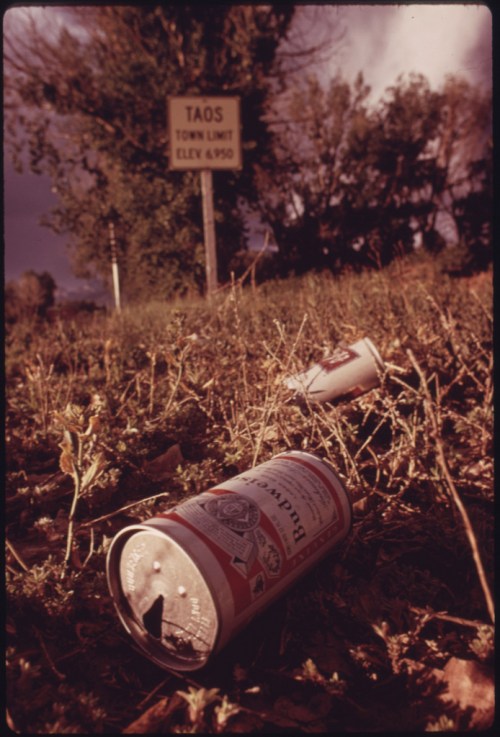 Empty beer can on the ground