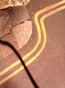 Yellow lines on road