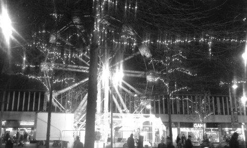 Ferris wheel and Christmas lights