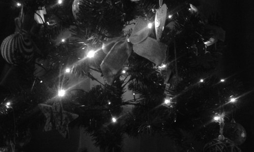 Lights and decorations on Christmas tree