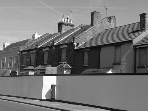 Boarded up shops and houses in Dartford