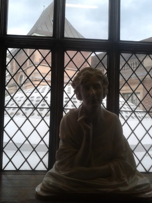 Window, with dome behind and sculpture in front