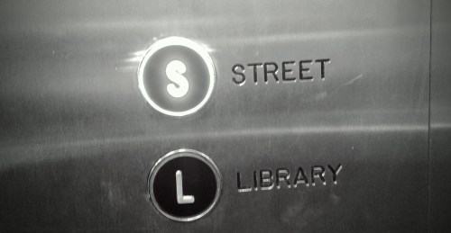 elevator buttons - "STREET" and "LIBRARY"