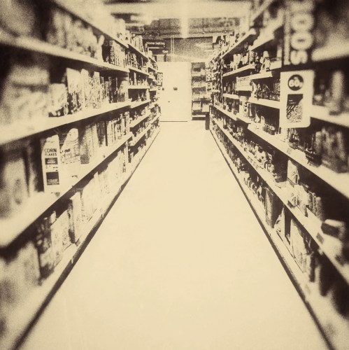 Aisle of supermarket convenience store