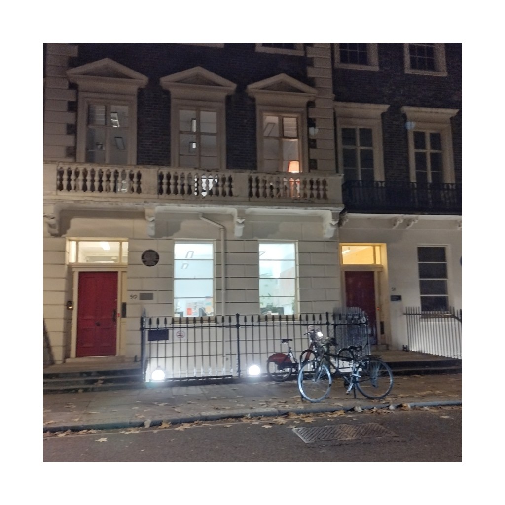 Old building brightly lit inside